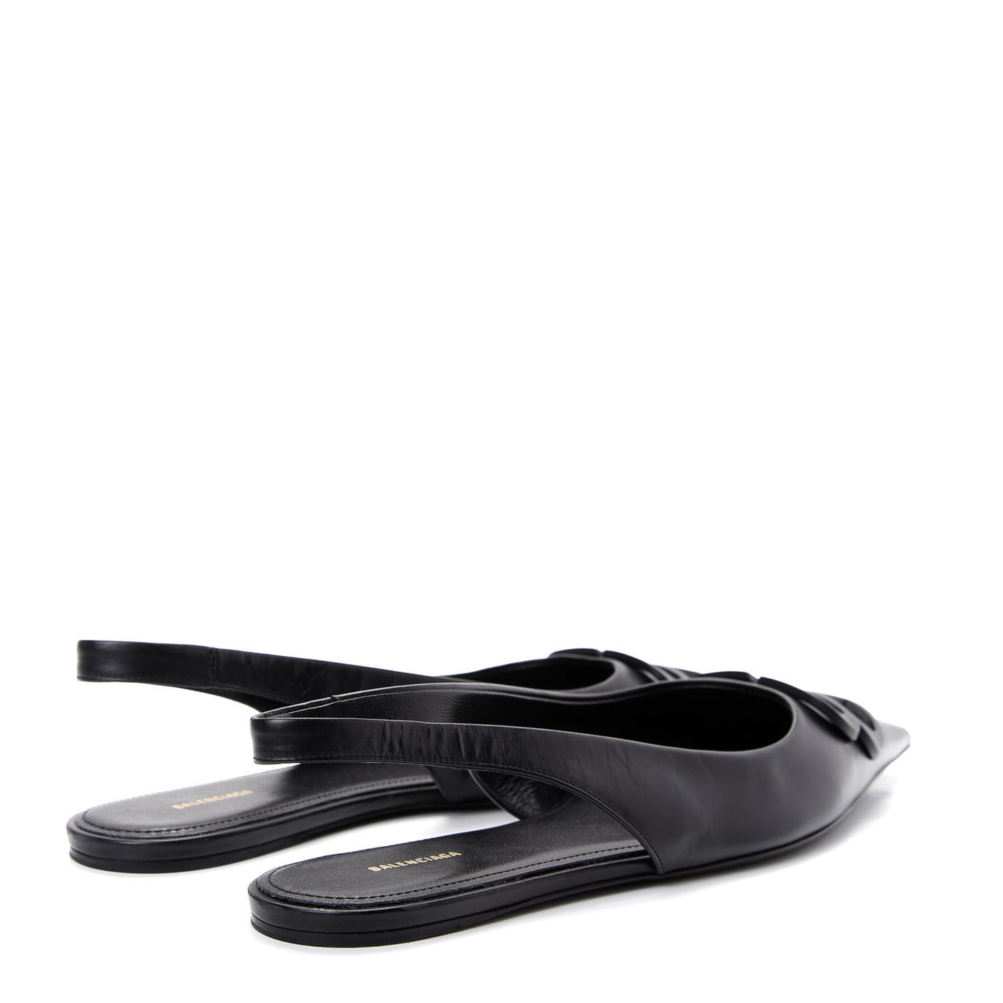 Calfskin BB Knife Pointy Toe Slingback Flats 38 Black
