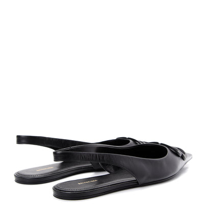 Balenciaga Calfskin BB Knife Pointy Toe Slingback Flats 38 Black 4 of 11