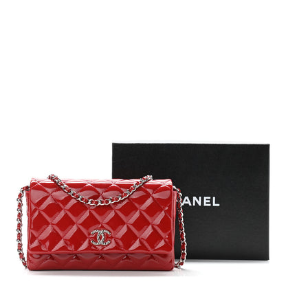 Chanel Patent Quilted Brilliant Wallet On Chain WOC Red 13 of 13