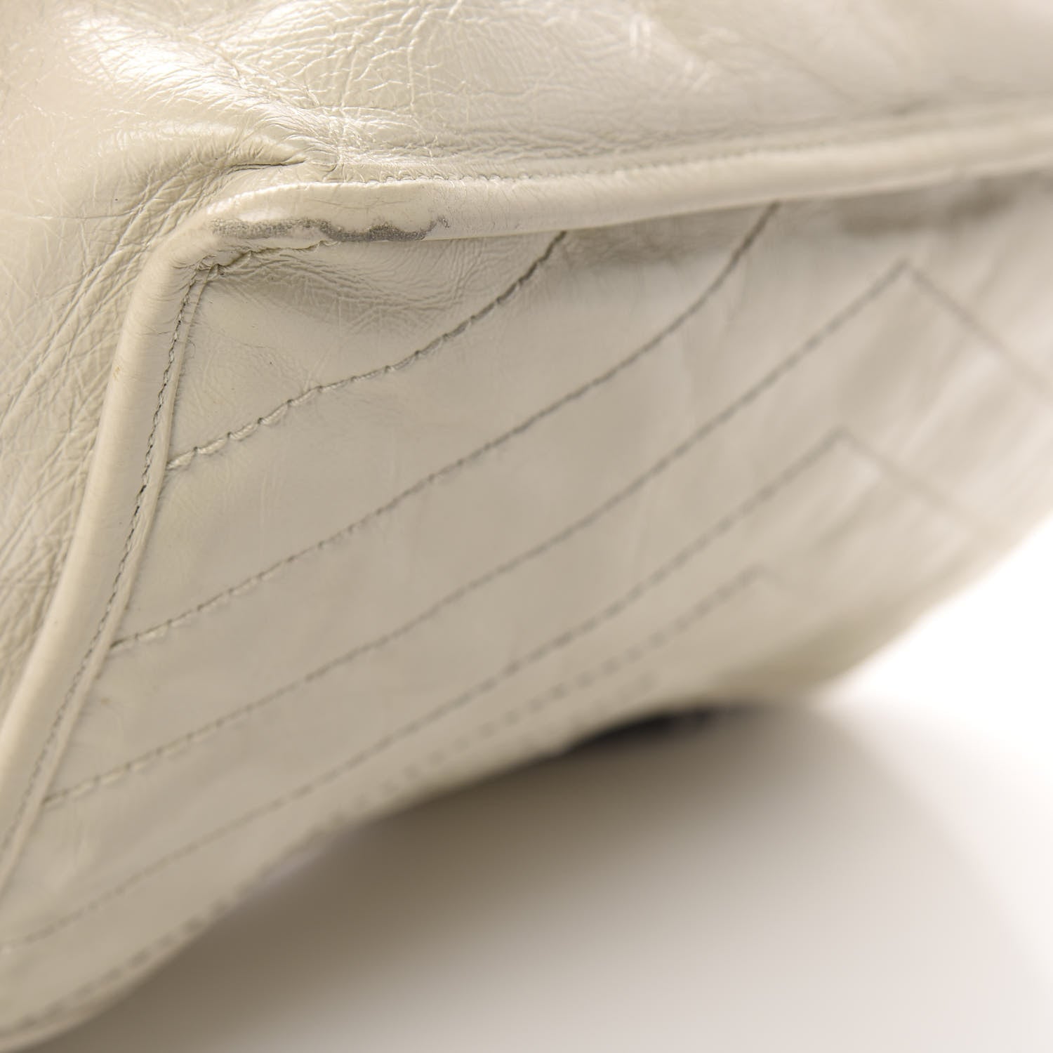 Saint Laurent Crinkled Calfskin Matelasse Monogram Medium Niki Chain Satchel Ivory 16 of 17