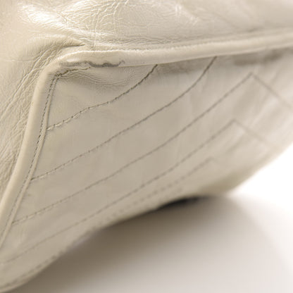 Saint Laurent Crinkled Calfskin Matelasse Monogram Medium Niki Chain Satchel Ivory 16 of 17