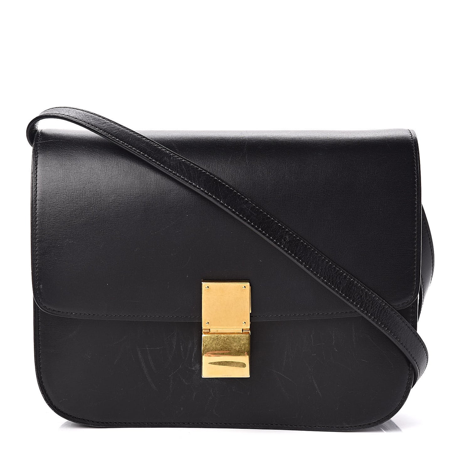 Box Calfskin Medium Classic Box Flap Bag Black