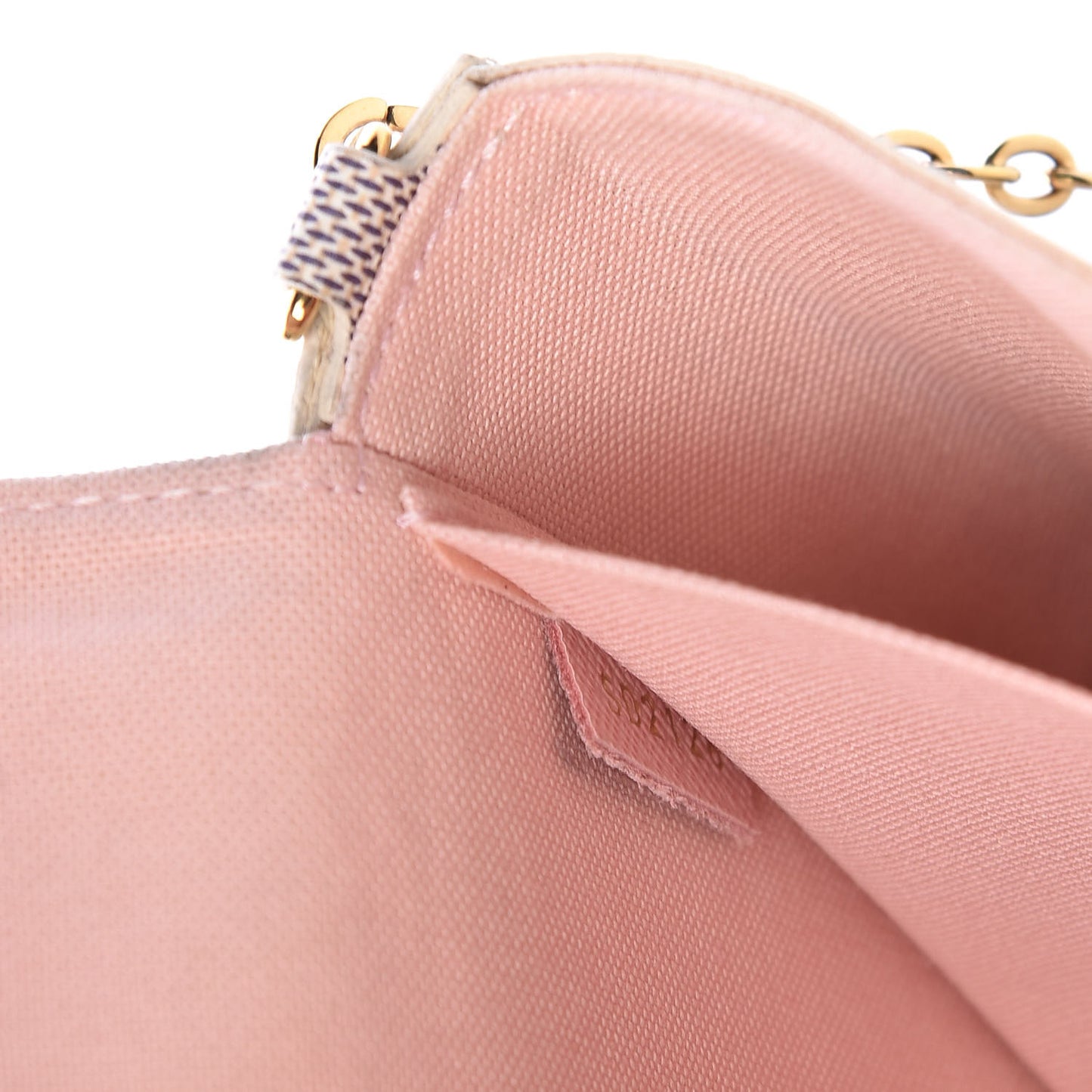 Damier Azur Pochette Felicie Chain Wallet Rose Ballerine