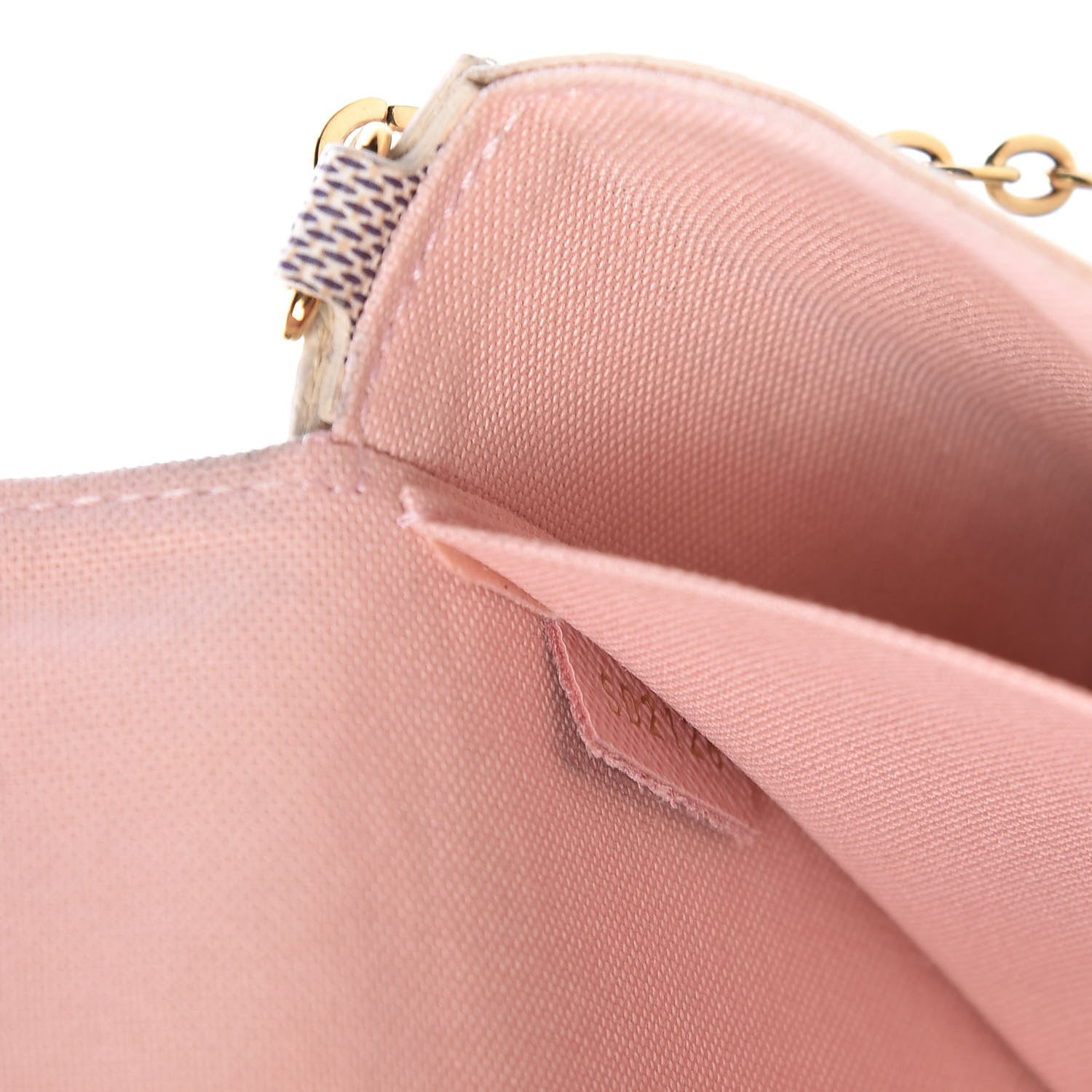Louis Vuitton Damier Azur Pochette Felicie Chain Wallet Rose Ballerine 11 of 17