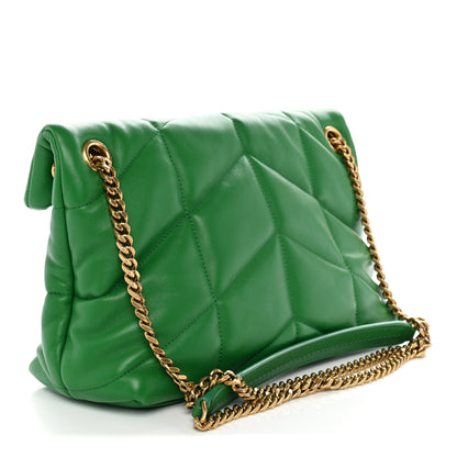 Saint Laurent Lambskin Quilted Small Loulou Puffer Monogram Chain Satchel New Vert 3 of 11
