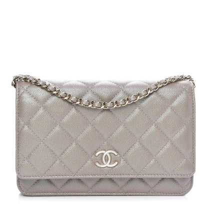 Chanel Iridescent Caviar Quilted Wallet On Chain WOC Beige 1 of 12