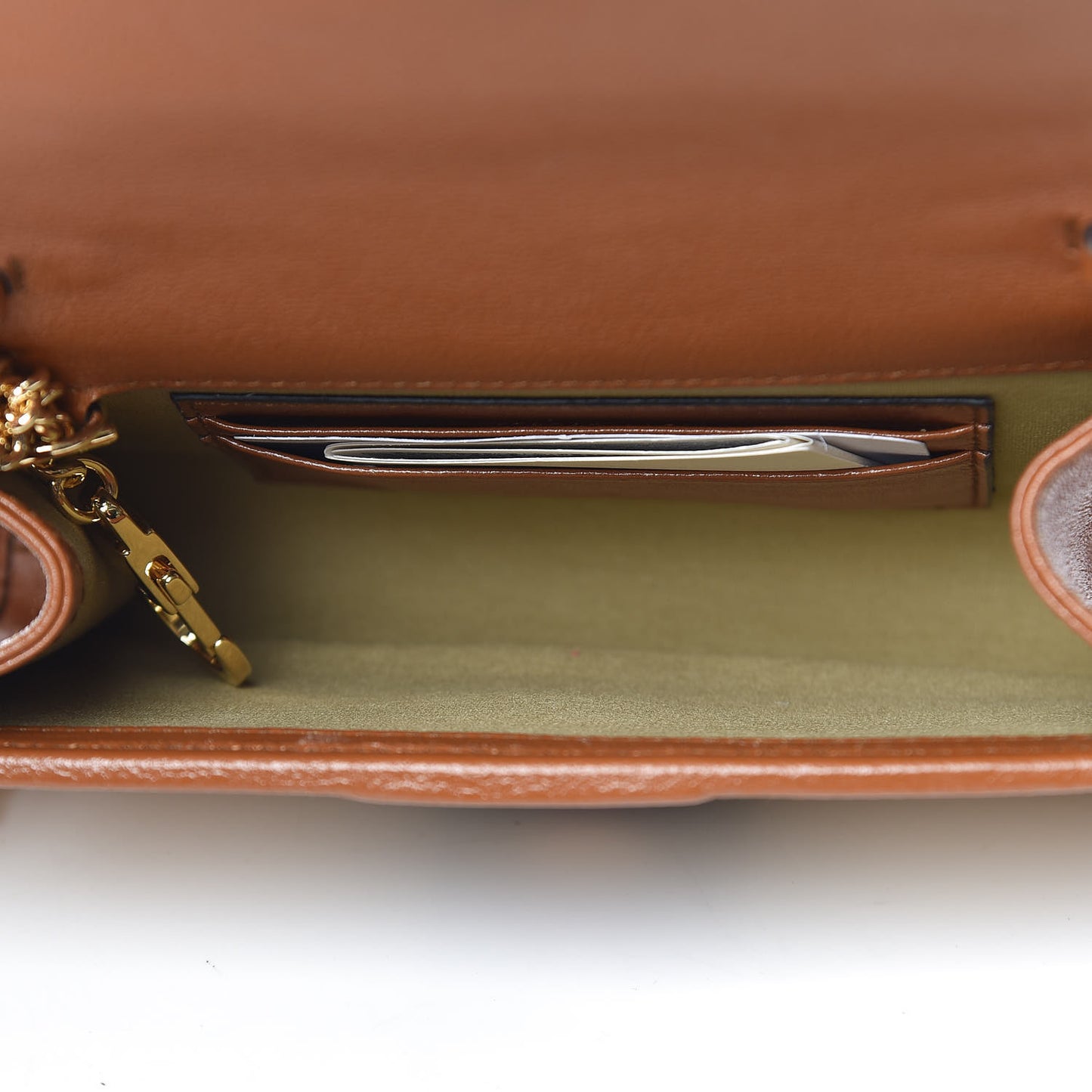 Vintage Canvas Calfskin Web Mini Rajah Slim Flap Shoulder Bag Sand Light Cuir