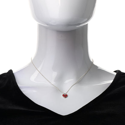 Tiffany Sterling Silver Enamel Heart Lock Pendant Necklace Red 2 of 7