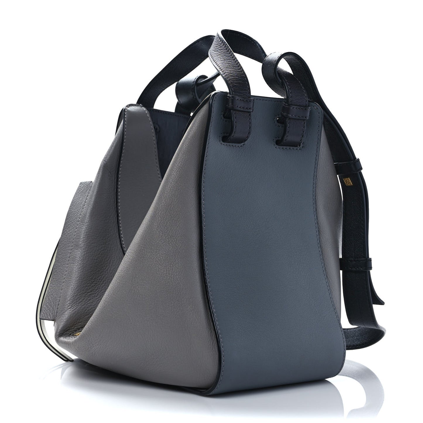 Grained Calfskin Small Hammock Shoulder Bag Blue Grey