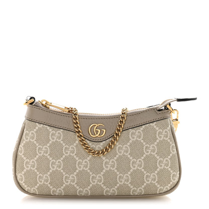 Gucci GG Supreme Monogram Textured Dollar Calfskin Web Mini Ophidia GG Handbag Beige Mystic White Oatmeal 1 of 10