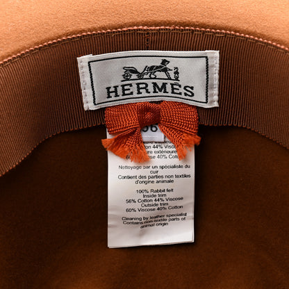 Hermes Rabbit Felt Laquered Gold Faubourg Pop H Hat 56 Marron Chutney 8 of 9