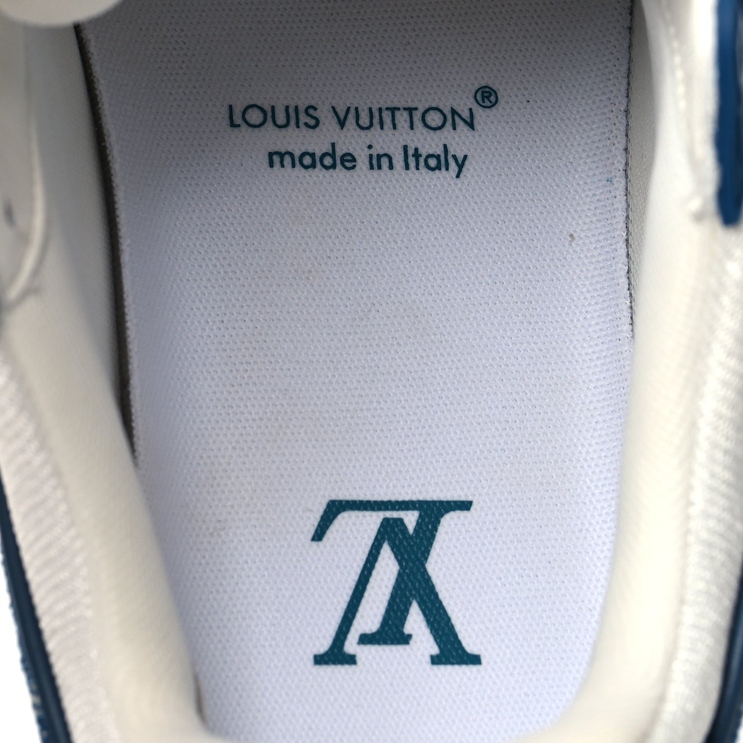 Calfskin Embossed Monogram Denim Womens LV Trainer Sneakers 36 Blue