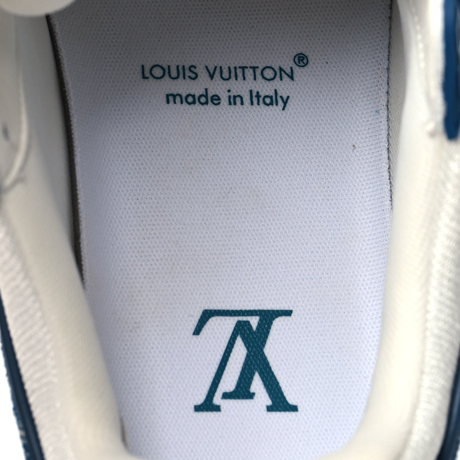 Louis Vuitton Calfskin Embossed Monogram Denim Womens LV Trainer Sneakers 36 Blue 8 of 8