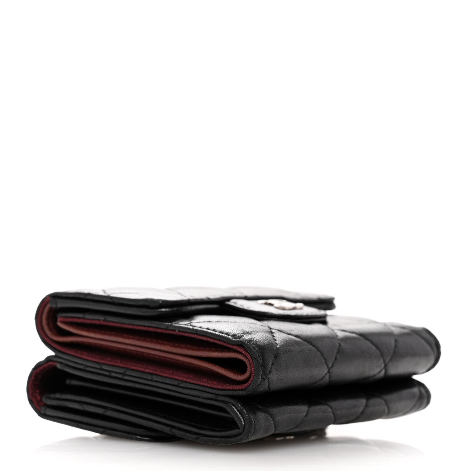 Chanel Lambskin Quilted Tri-Fold Flap Wallet Black 4 of 13