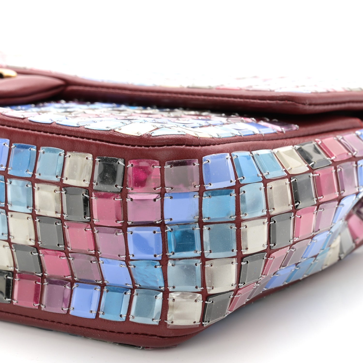 Chanel Lambskin Mosaic Medium Flap Red Multicolor 10 of 12