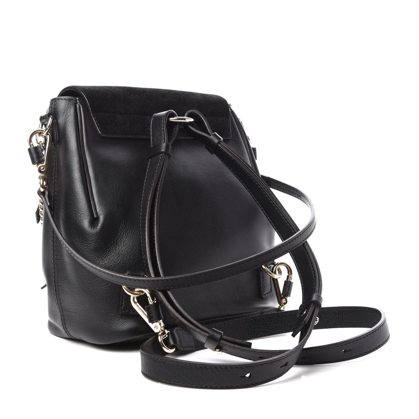 Suede Calfskin Small Faye Backpack Black
