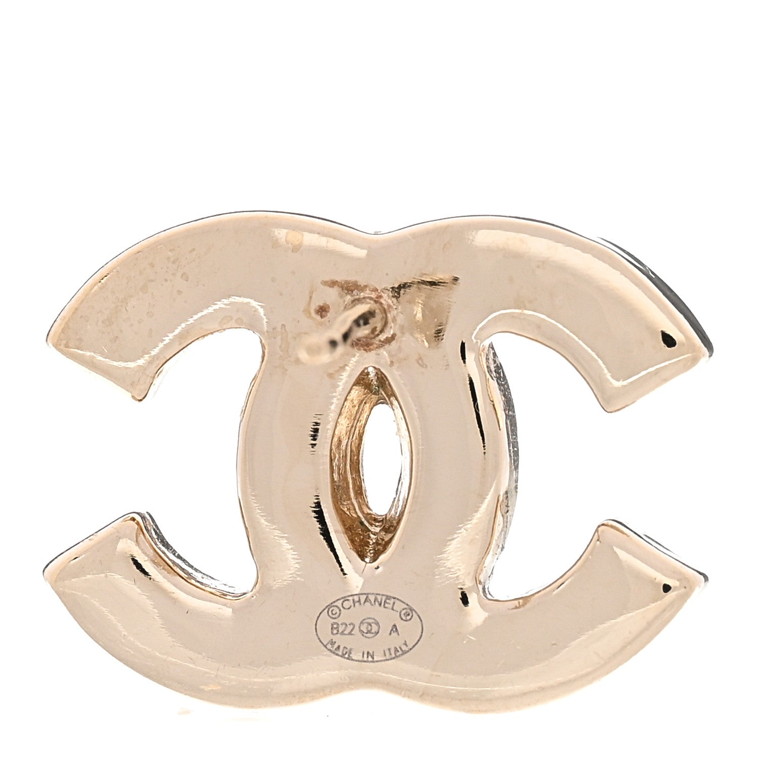 Chanel Enamel CC Earrings Gold White 4 of 5