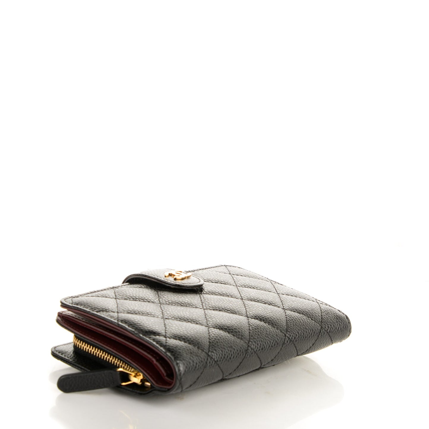 Caviar Quilted Zipped Pocket Wallet Black