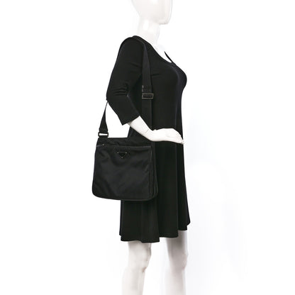 Prada Re-Nylon Saffiano Pocket Flat Messenger Bag Black 2 of 13