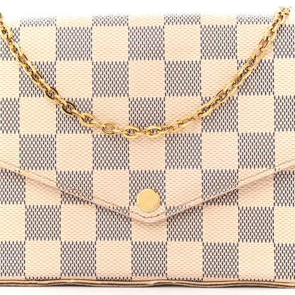 Louis Vuitton Damier Azur Pochette Felicie Chain Wallet Rose Ballerine 9 of 16