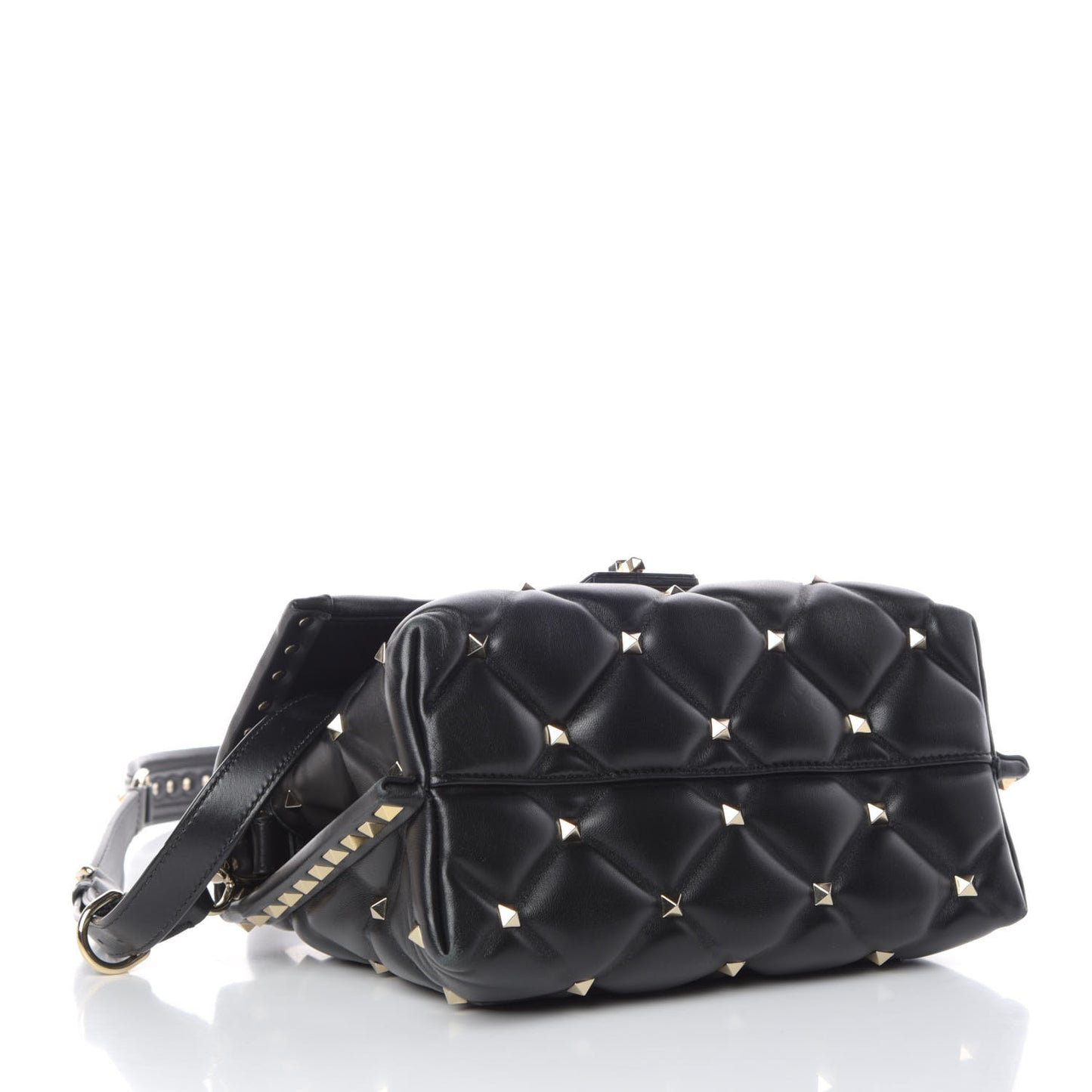 Lambskin VLTN Print Candystud Top Handle Bag Black