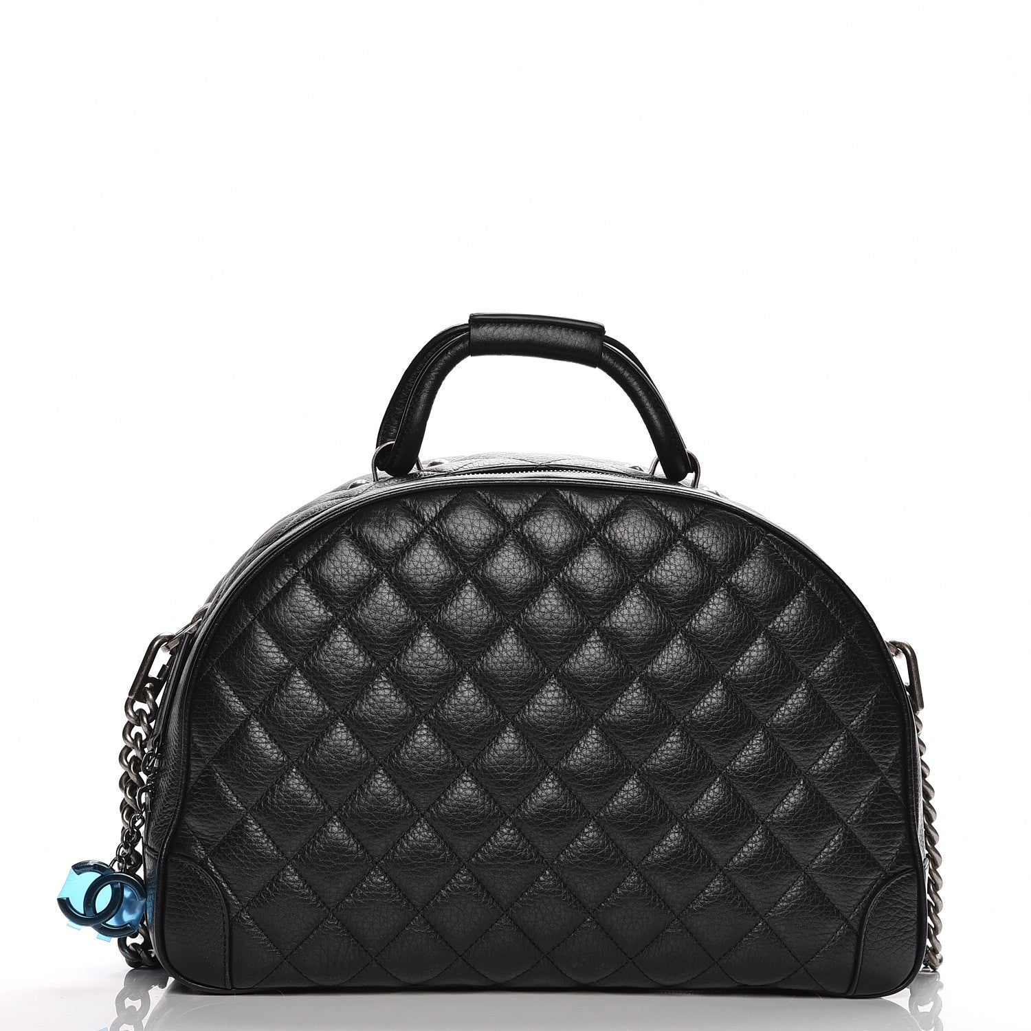 Chanel Calfskin Quilted Medium Airlines Round Trip Bowling Bag Black 3 of 8