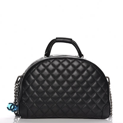 Chanel Calfskin Quilted Medium Airlines Round Trip Bowling Bag Black 3 of 8