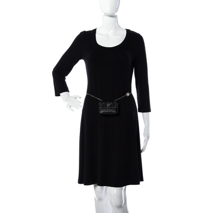 Chanel Lambskin Camellia Embossed Chain Belt Bag Black 2 of 14