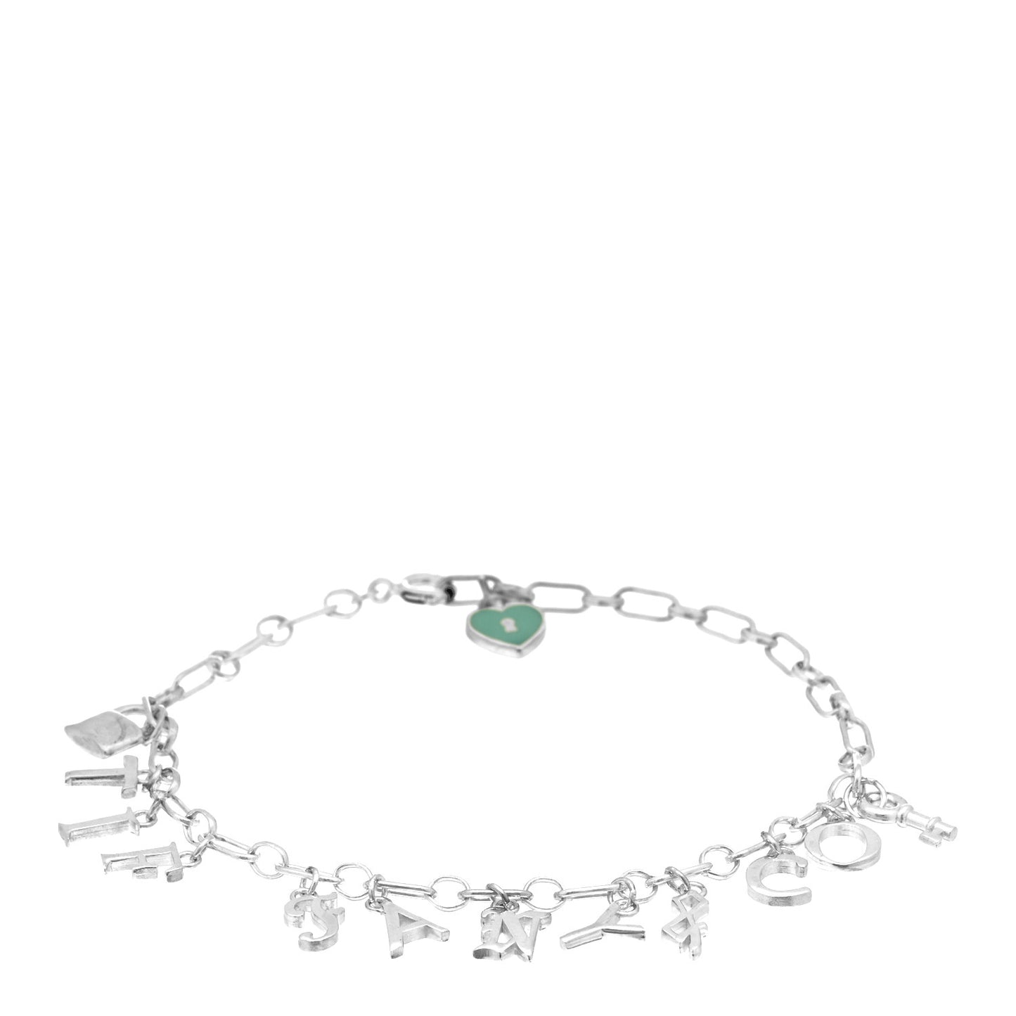 Sterling Silver Enamel Love Notes Logo Charm Bracelet Blue