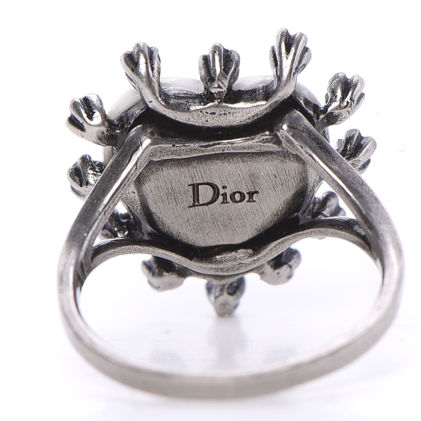 Resin Crystal Metal Blue Bohemienne Heart Ring M Aged Silver White