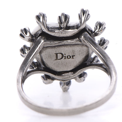 Christian Dior Resin Crystal Metal Blue Bohemienne Heart Ring M Aged Silver White 4 of 6