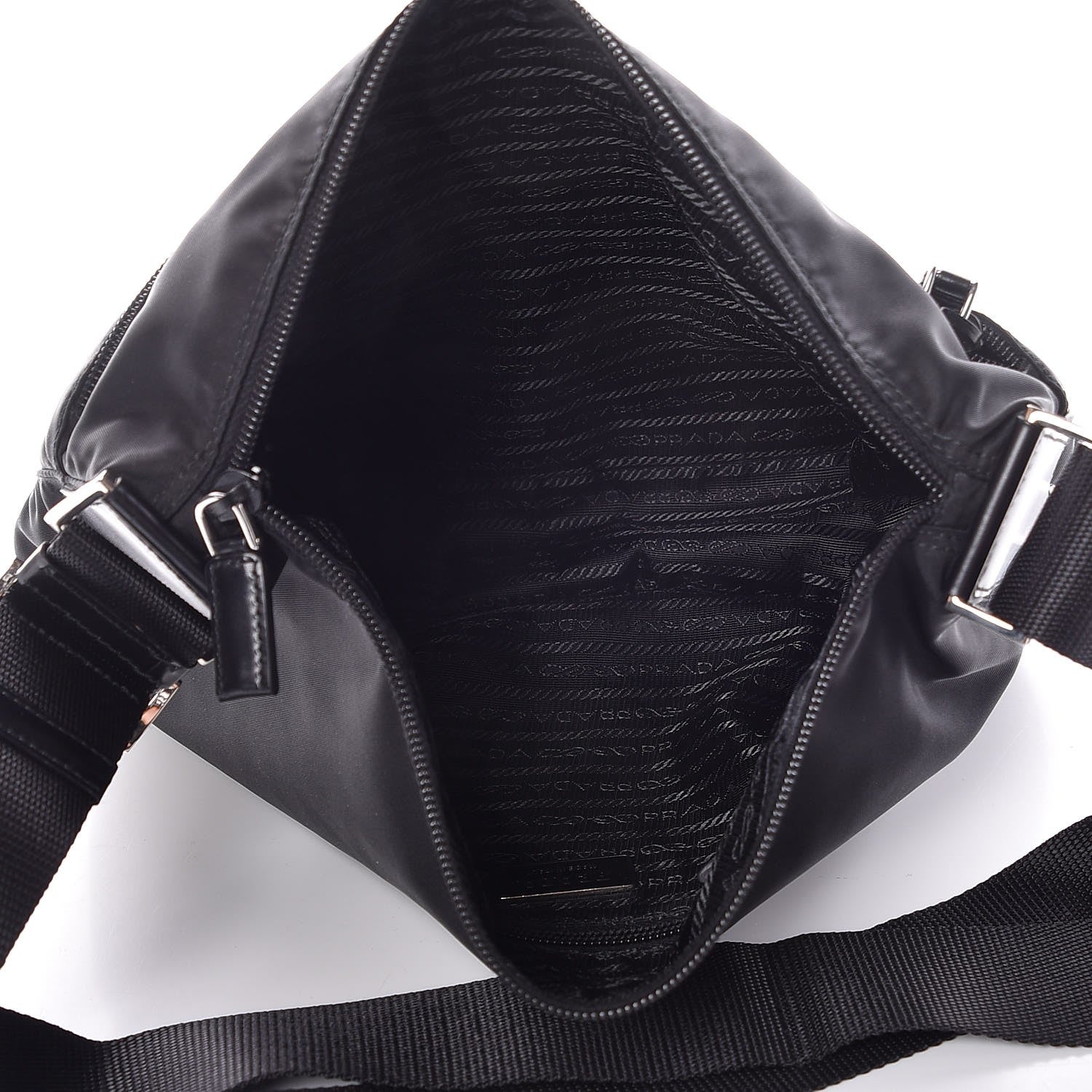 Prada Nylon Vela Flat Messenger Bag Black 5 of 7