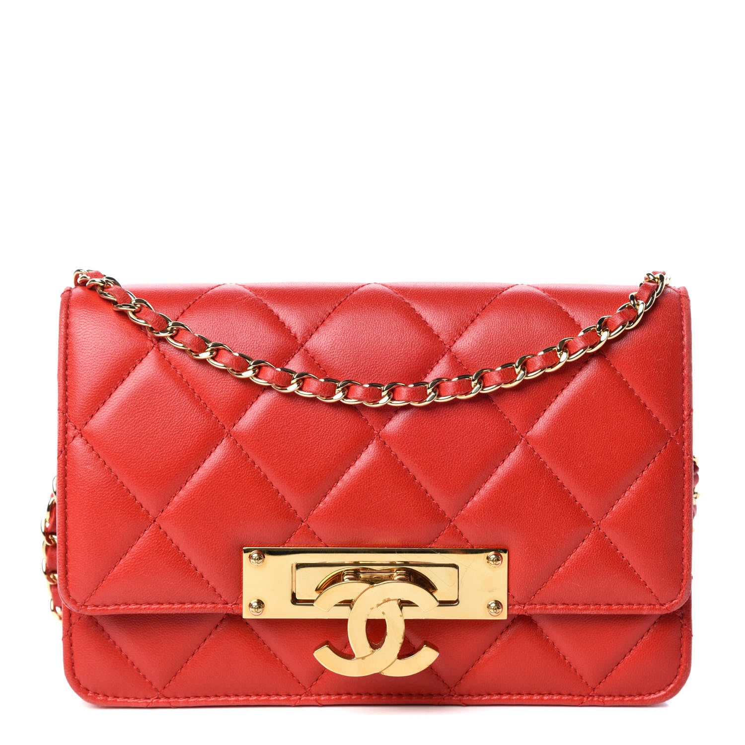 Chanel Lambskin Quilted Golden Class Wallet on Chain WOC Red 1 of 13