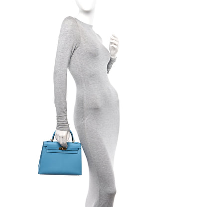 Hermes Madame Calfskin Kelly Sellier 25 Bleu du Nord 2 of 11