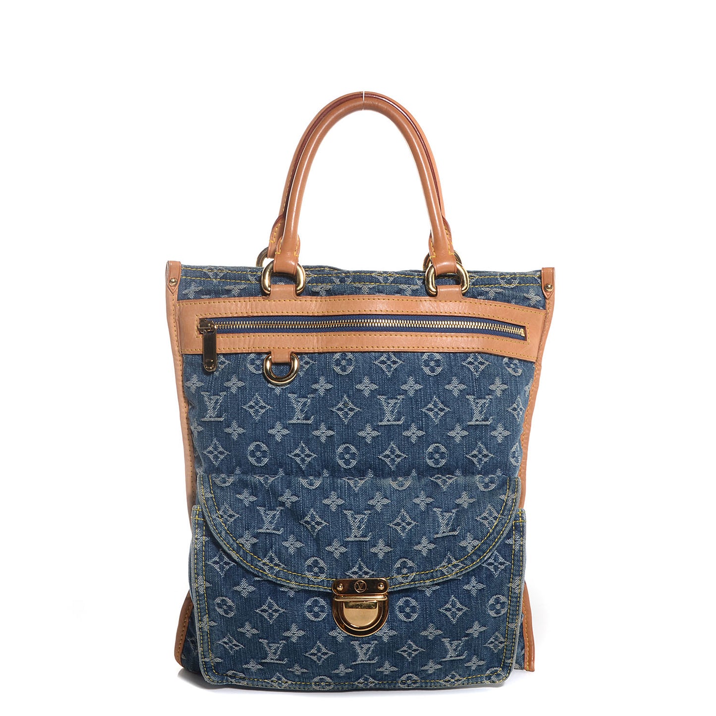 Monogram Denim Sac Plat Blue