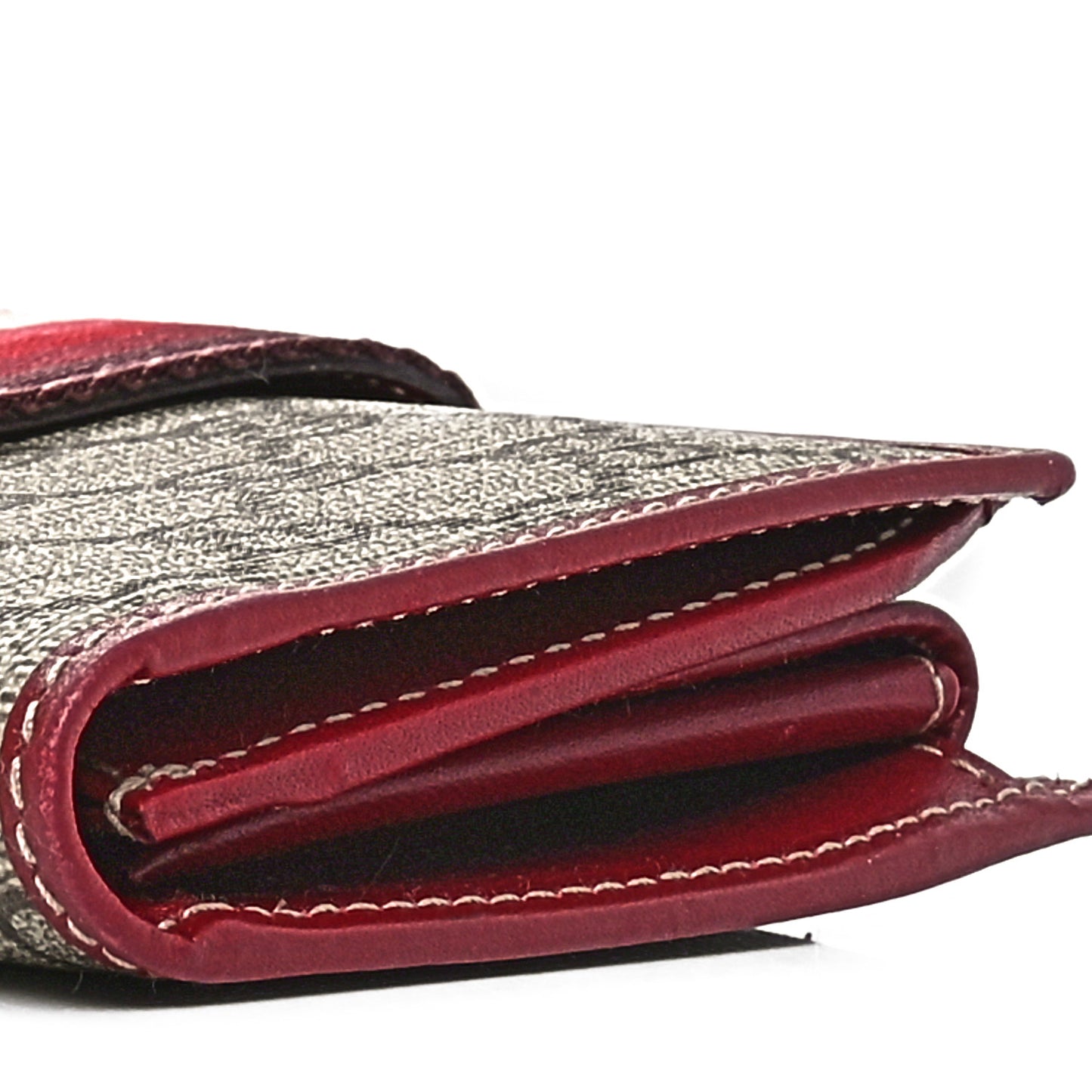 Monogram Calfskin Ladies Web Long Wallet Red