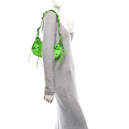 Balenciaga Extra Supple Calfskin Crocodile Embossed XS Le Cagole Shoulder Bag Balenciaga Acid Green 2 of 11