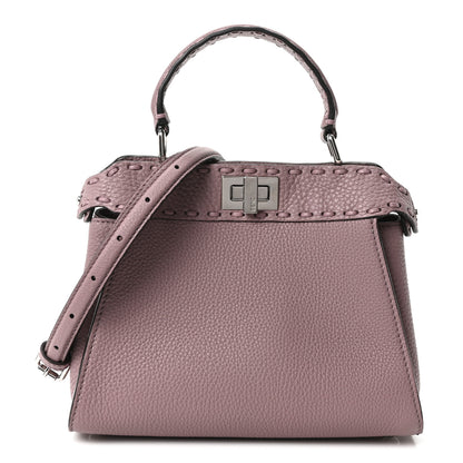 Fendi Cuoio Romano Selleria Macro Stitchings Mini Peekaboo Iconic Satchel Rose Camelia 1 of 8