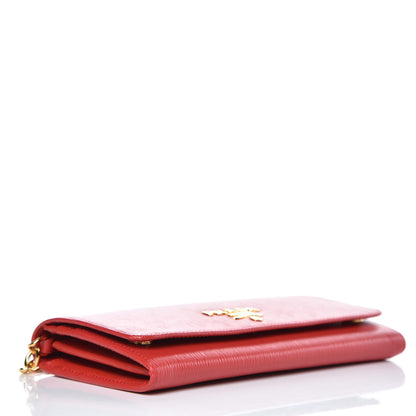 Prada Vitello Move Metal Oro Chain Wallet Lacca 4 of 7