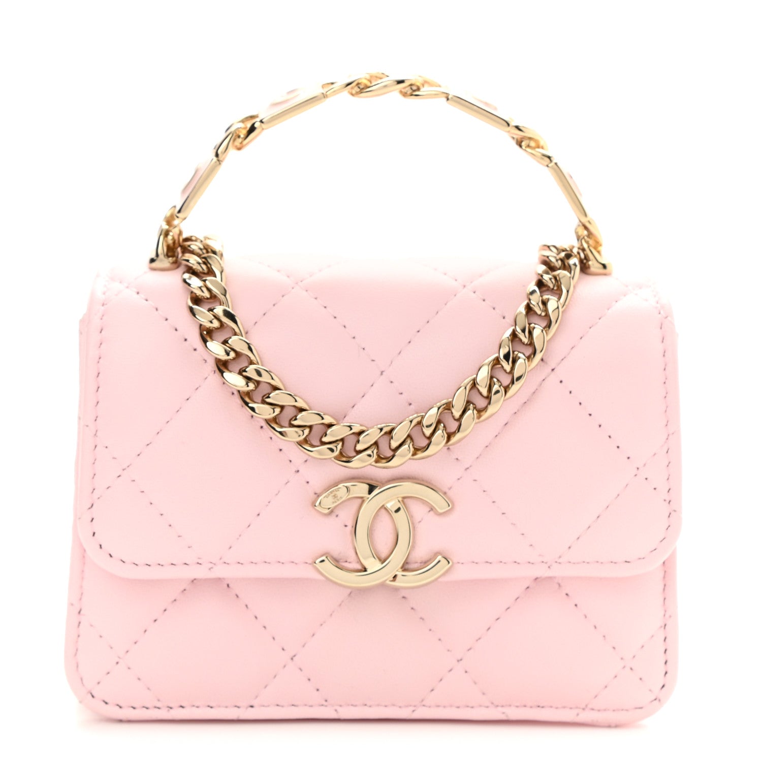 Chanel Lambskin Quilted Pick Me Up Clutch With Chain Pink 1 of 12
