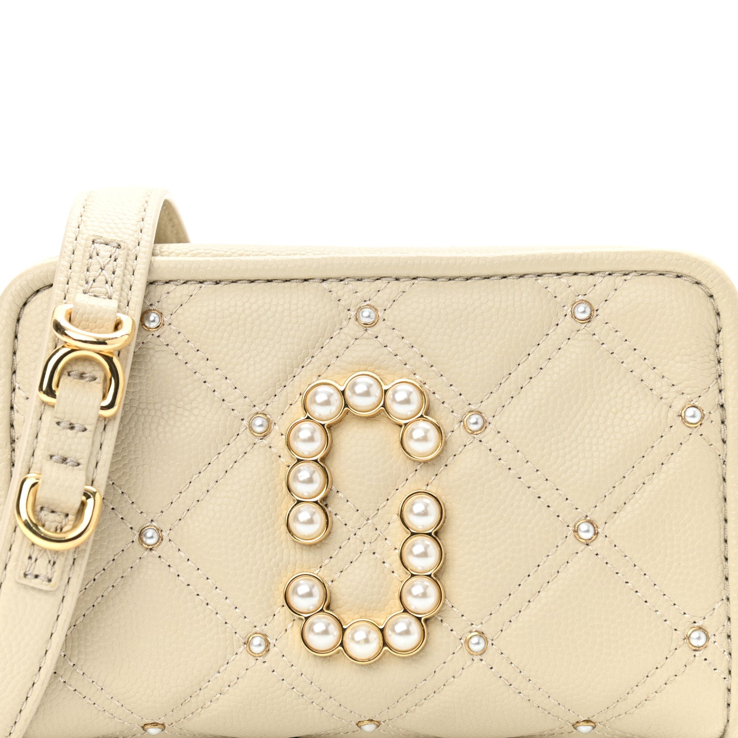 Calfskin Quilted Pearl The Softshot 17 Crossbody Oatmilk