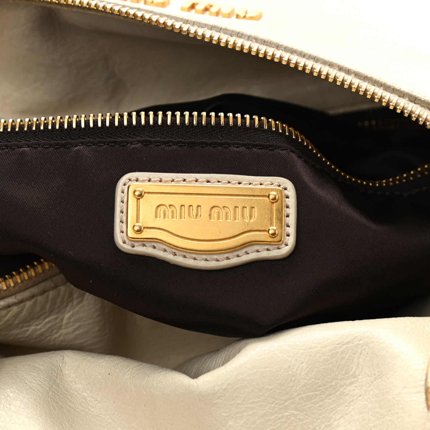 Miu Miu Vitello Lux Medium Bow Bag Talco 6 of 15
