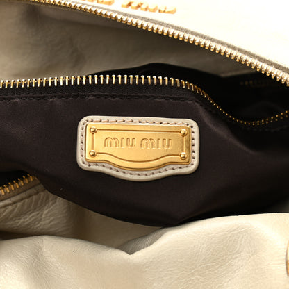 Miu Miu Vitello Lux Medium Bow Bag Talco 6 of 15