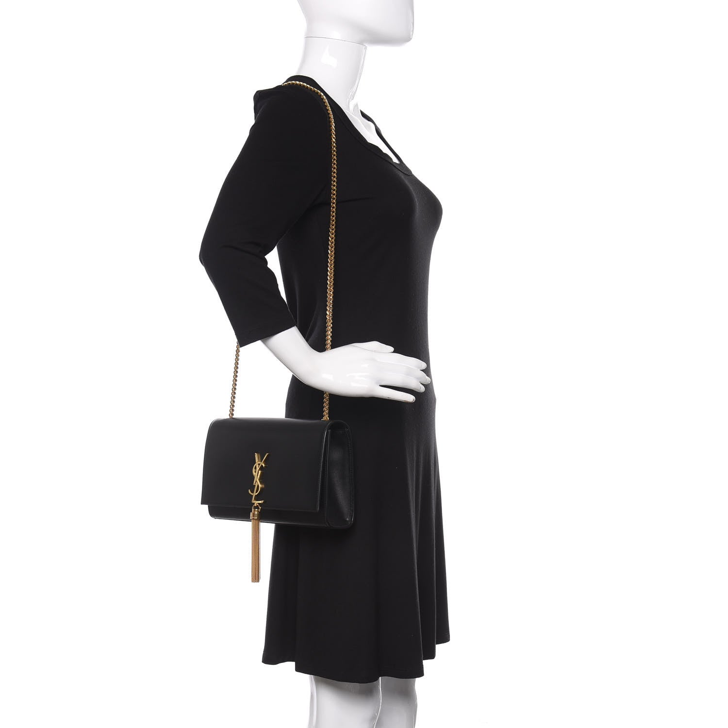 Saint Laurent Smooth Calfskin Medium Classic Monogram Kate Tassel Satchel Black 2 of 10