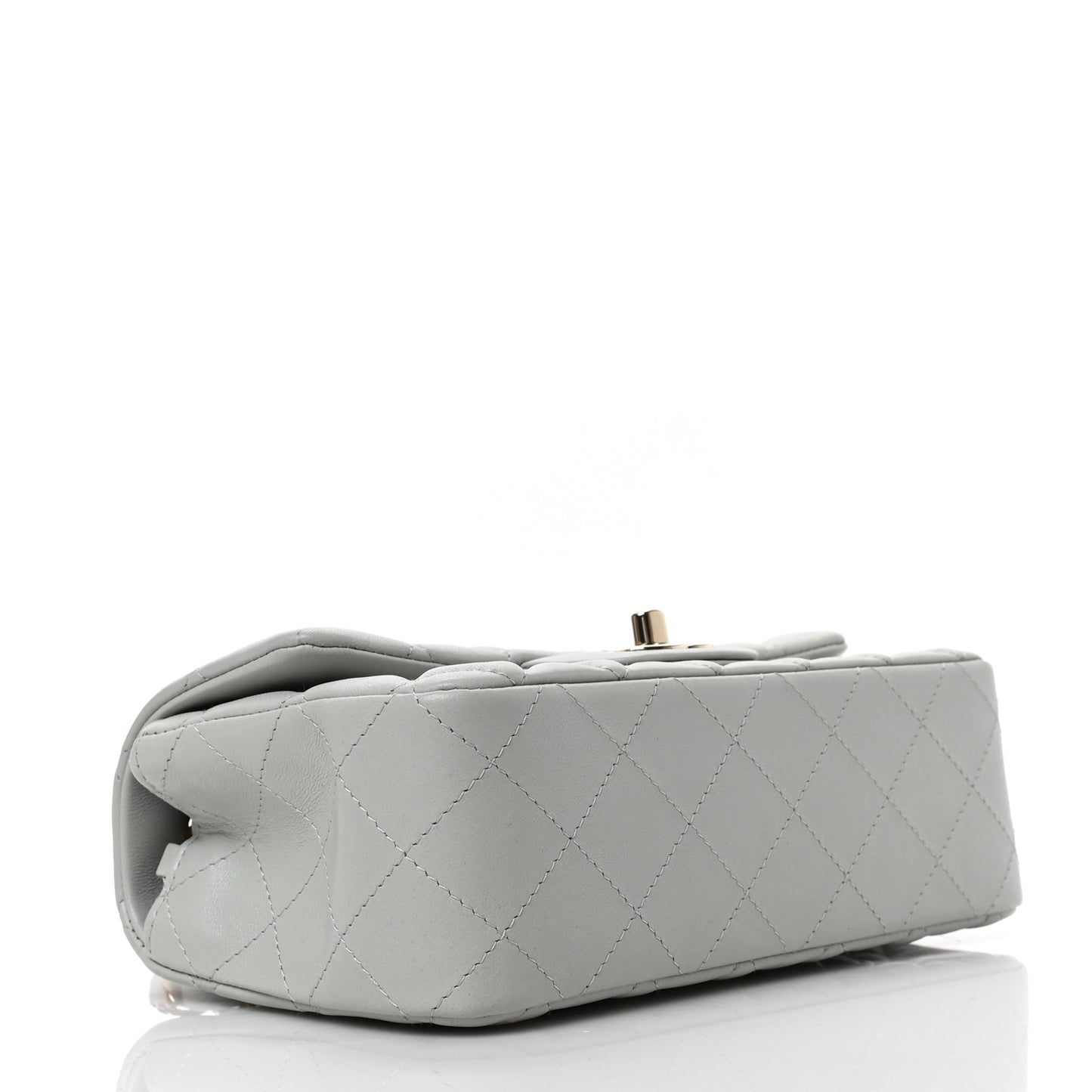 Lambskin Quilted Mini Rectangular Flap Grey