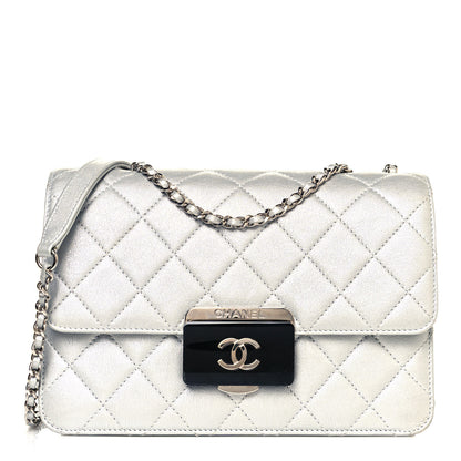 Chanel Metallic Sheepskin Quilted Beauty Lock Flap Silver 1 of 16