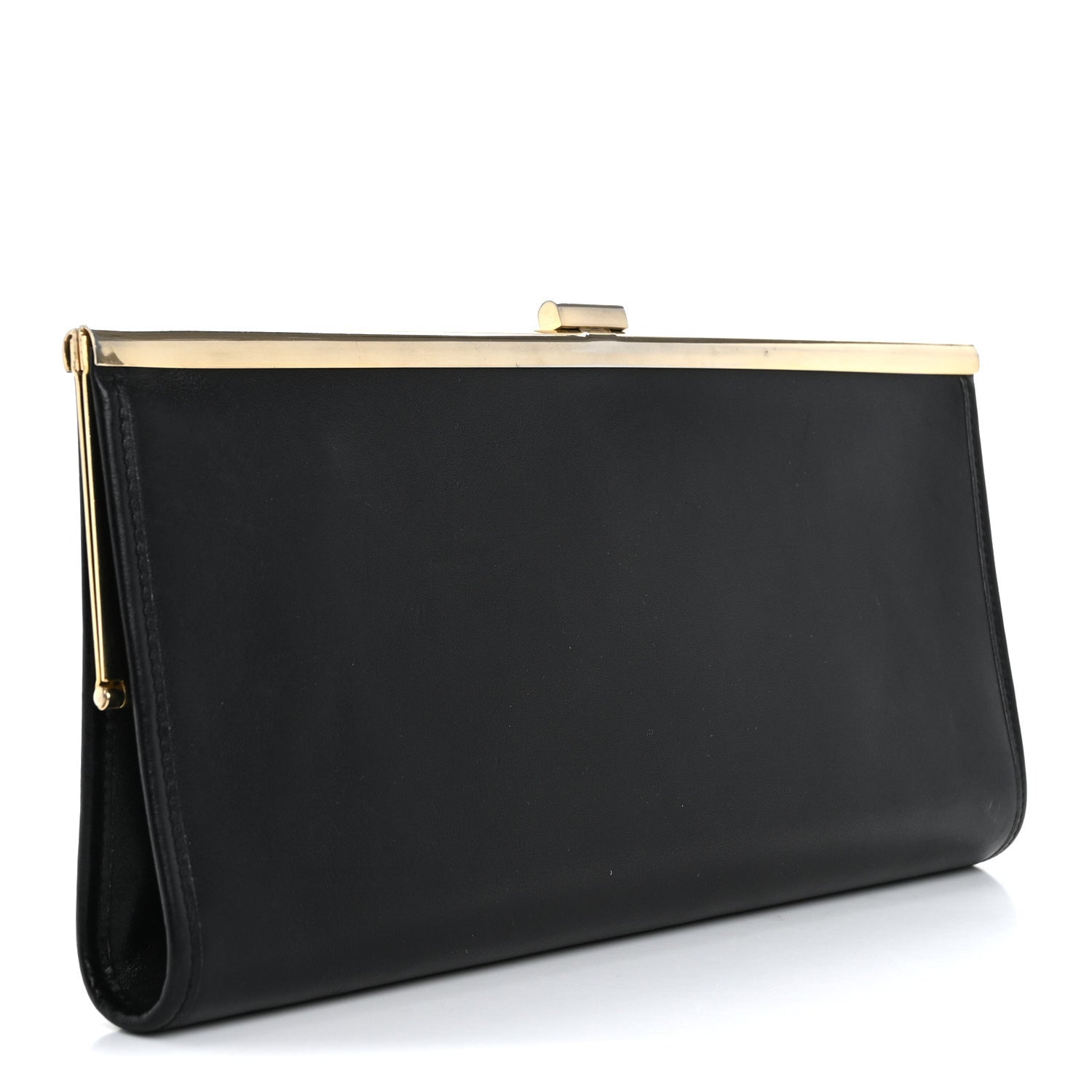 Christian Dior Calfskin Metal Frame Clutch Black 3 of 13