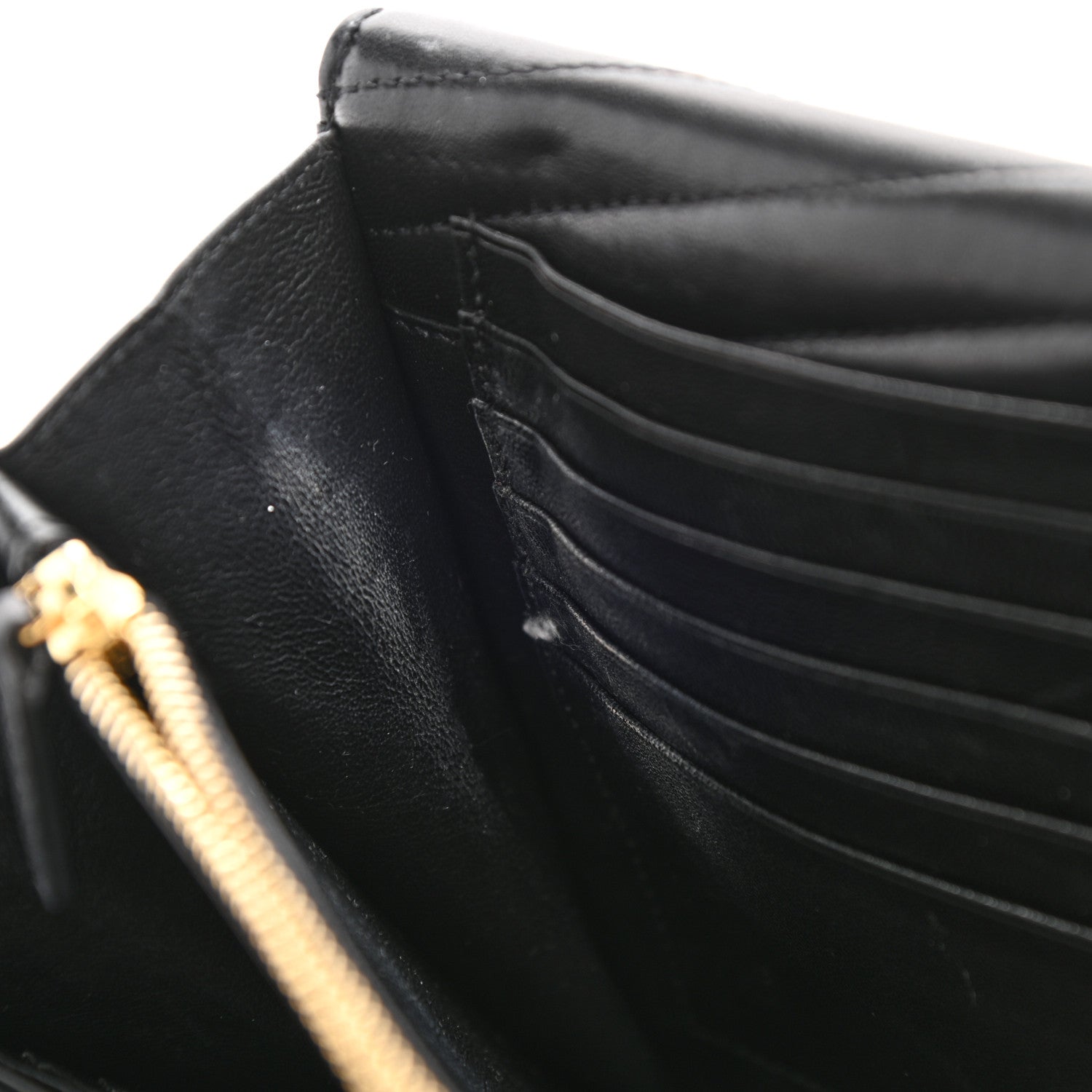 Saint Laurent Lambskin Matelasse Chevron Monogram Sulpice Chain Wallet Black 13 of 26