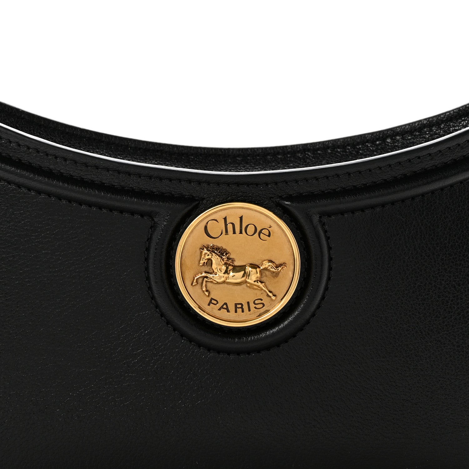 Chloe Calfskin Horse Medal Shoulder Bag Black 8 of 10