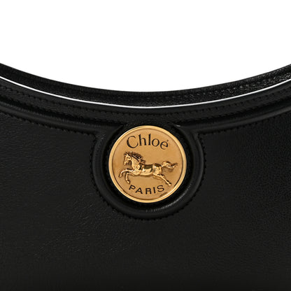 Chloe Calfskin Horse Medal Shoulder Bag Black 8 of 10